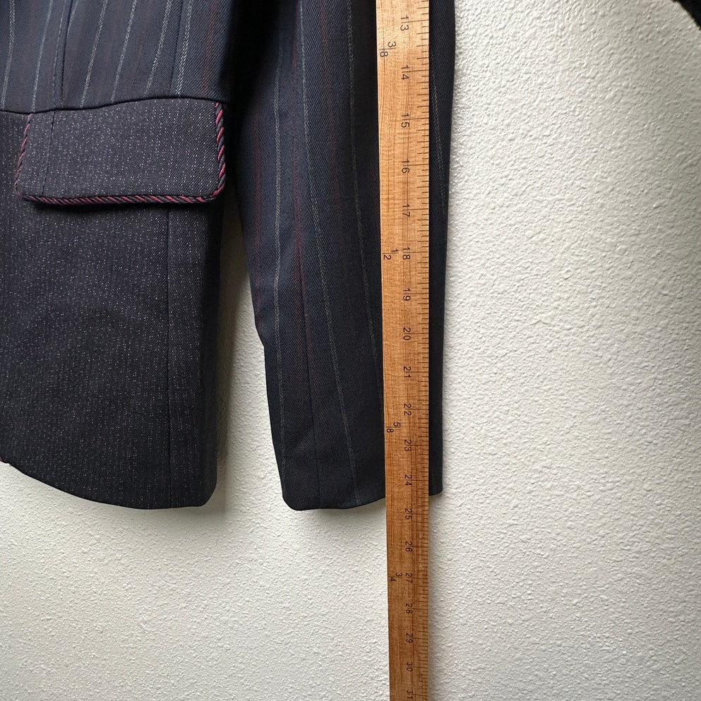 Piazza Sempione Colorblock Pinstripe Blazer Black/Red Women US 12