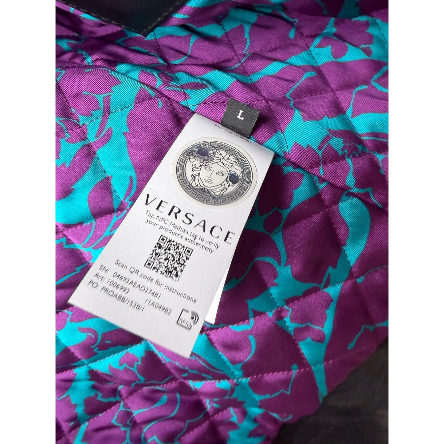 Versace Black Leather Moto Biker Jacket Men L