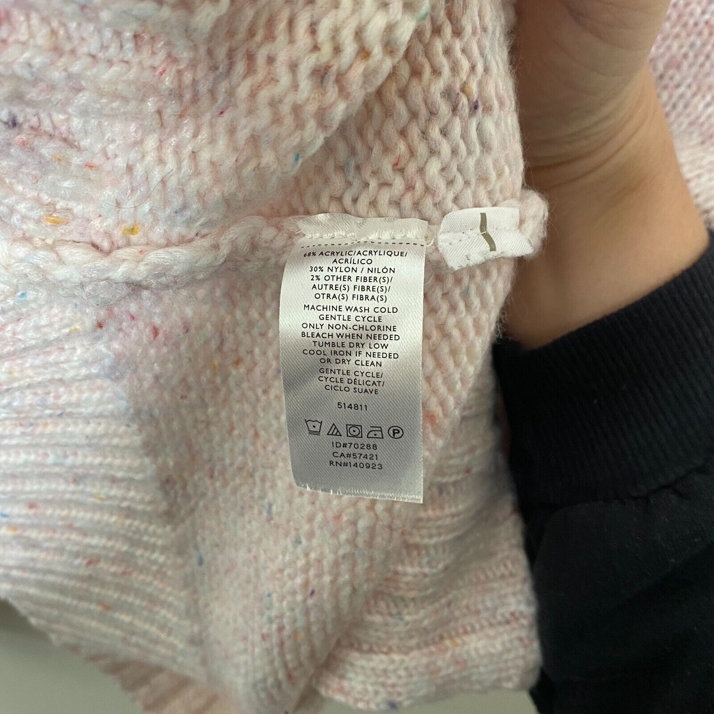 Loft Pink Multi-Color Pastel Shimmery Long Sleeve Boxy Cowl Neck Sweater Medium