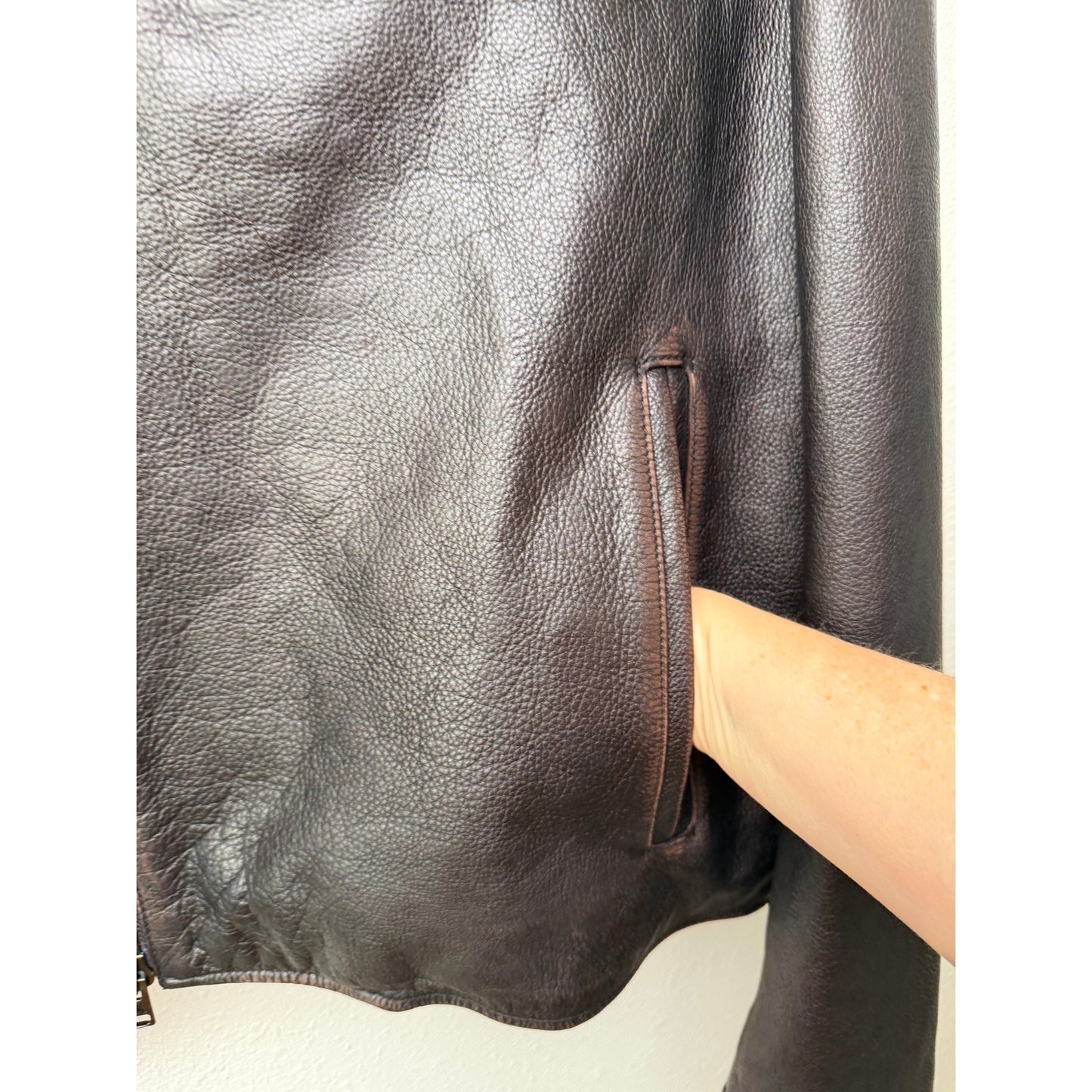 NWT Banana Republic Espresso Leather Moto Jacket Men L