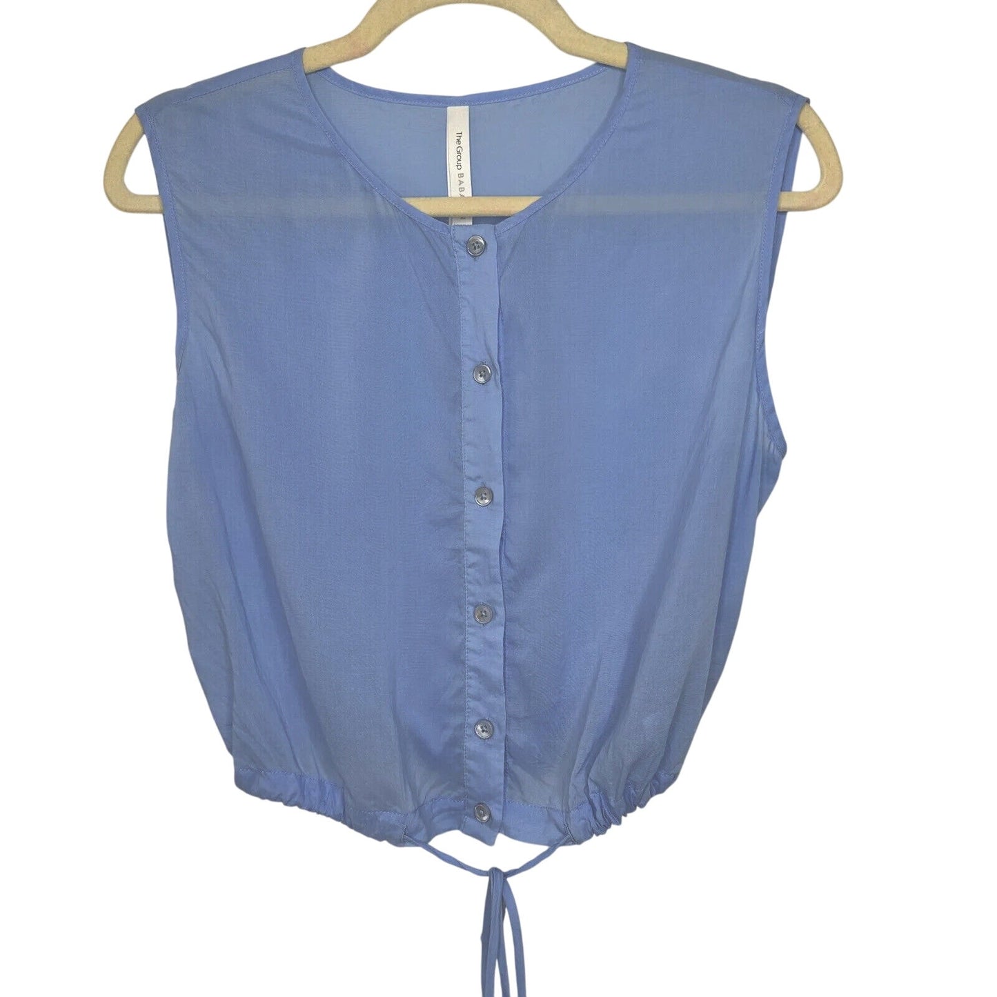 Aritzia Babaton Light Blue Cardin Sleeveless Button-Down Drawstring Waist Top XS