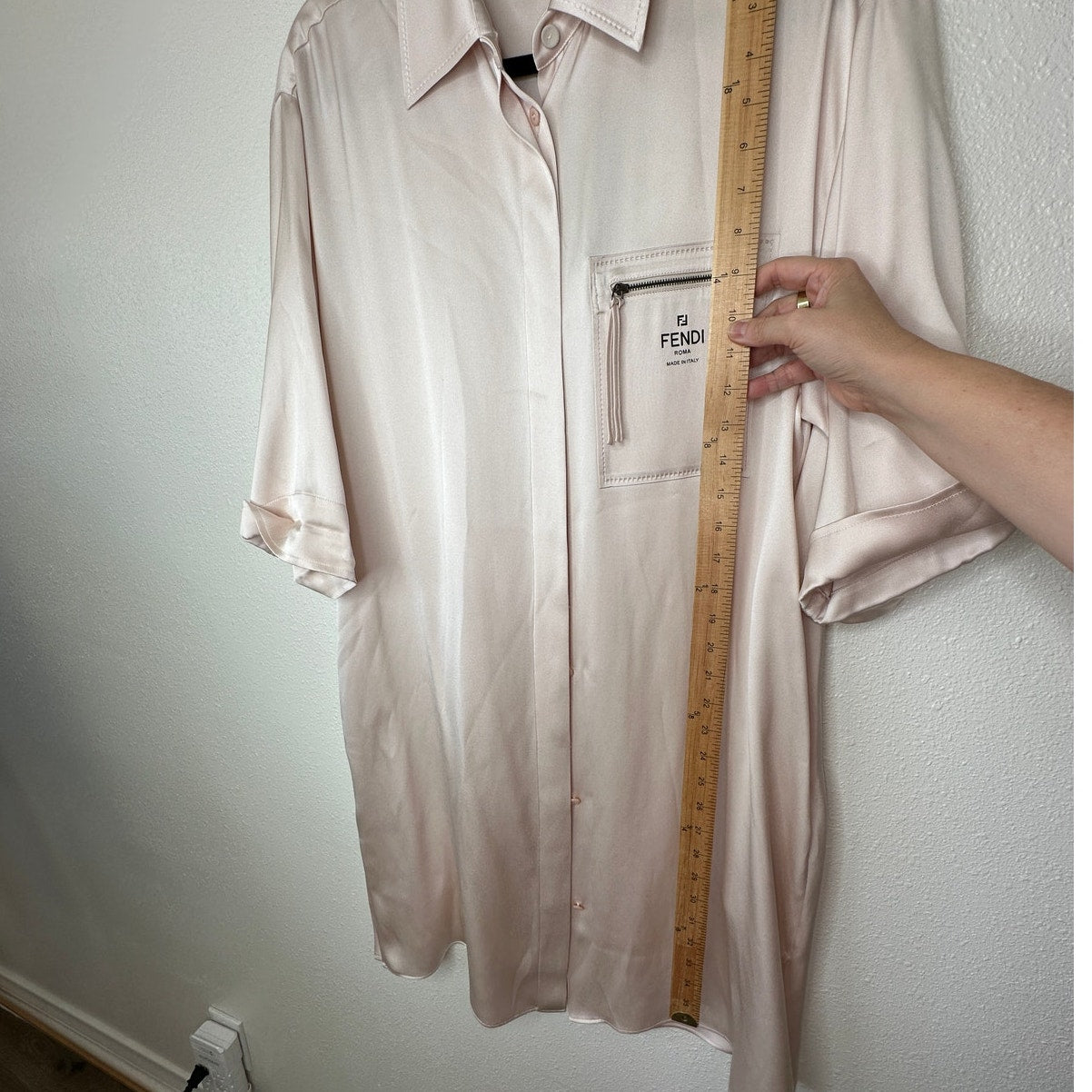 NWT Fendi The Abito Fluid Draped Daily Dress Top in Almond 100% Silk 40 / 8