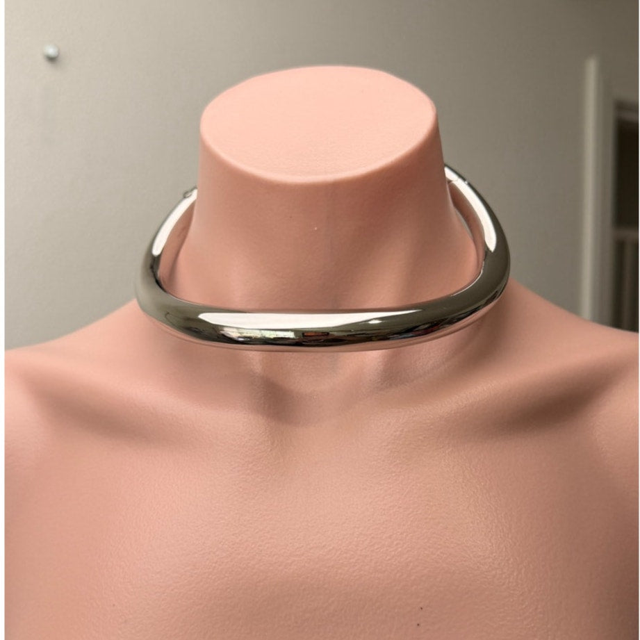 Alexander McQueen Silver Tubular Choker Necklace Women M