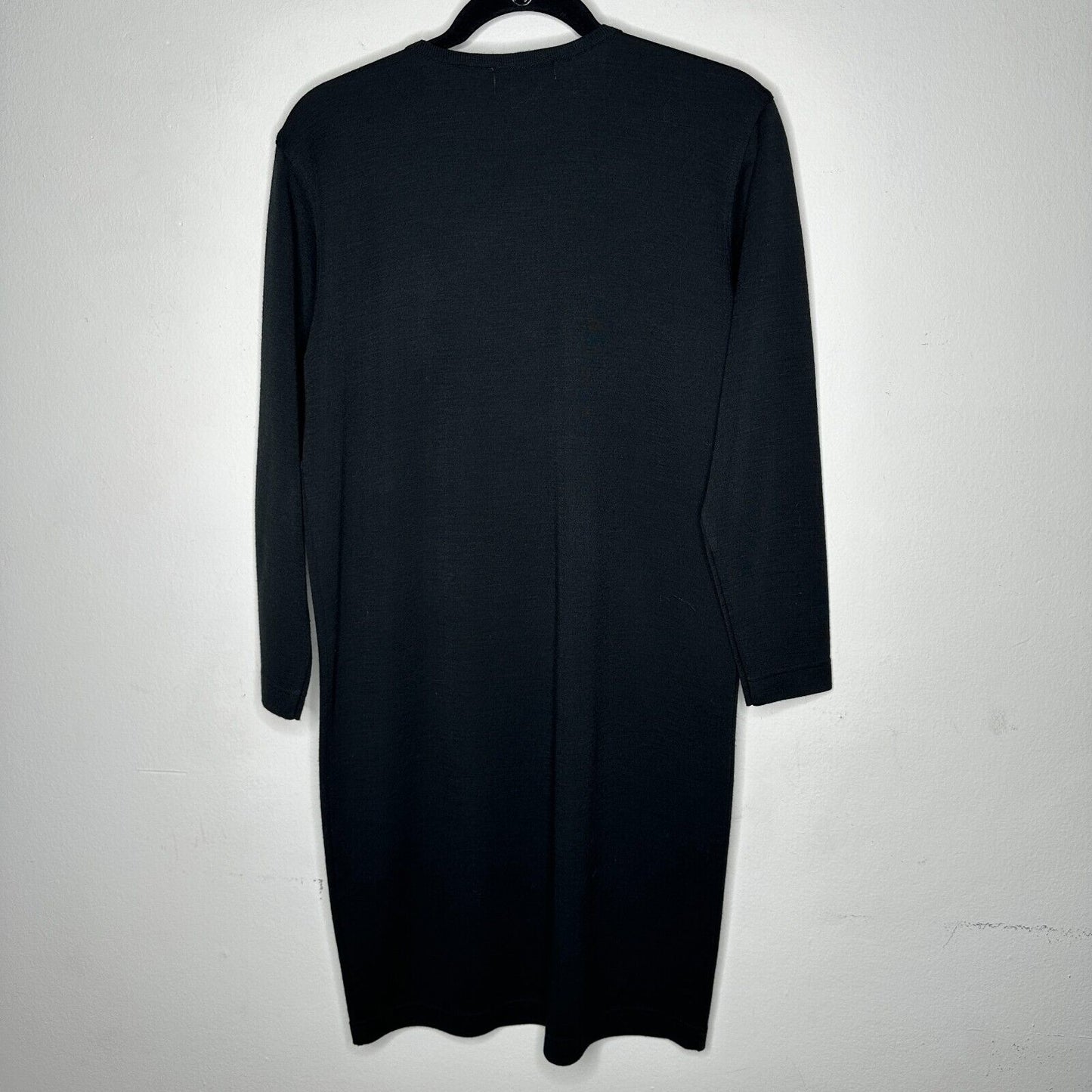 Liz Claiborne Black Henley V-Style Half Button 3/4 Sleeve Wool Dress M