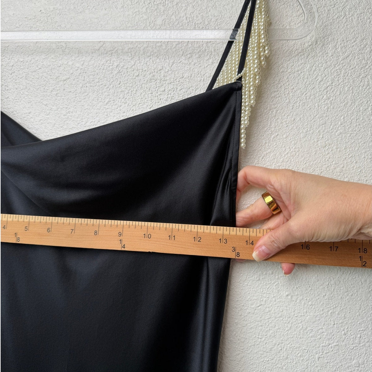 Fleur du Mal Black Silk Pearl Strap High Slit Midi Dress Size S