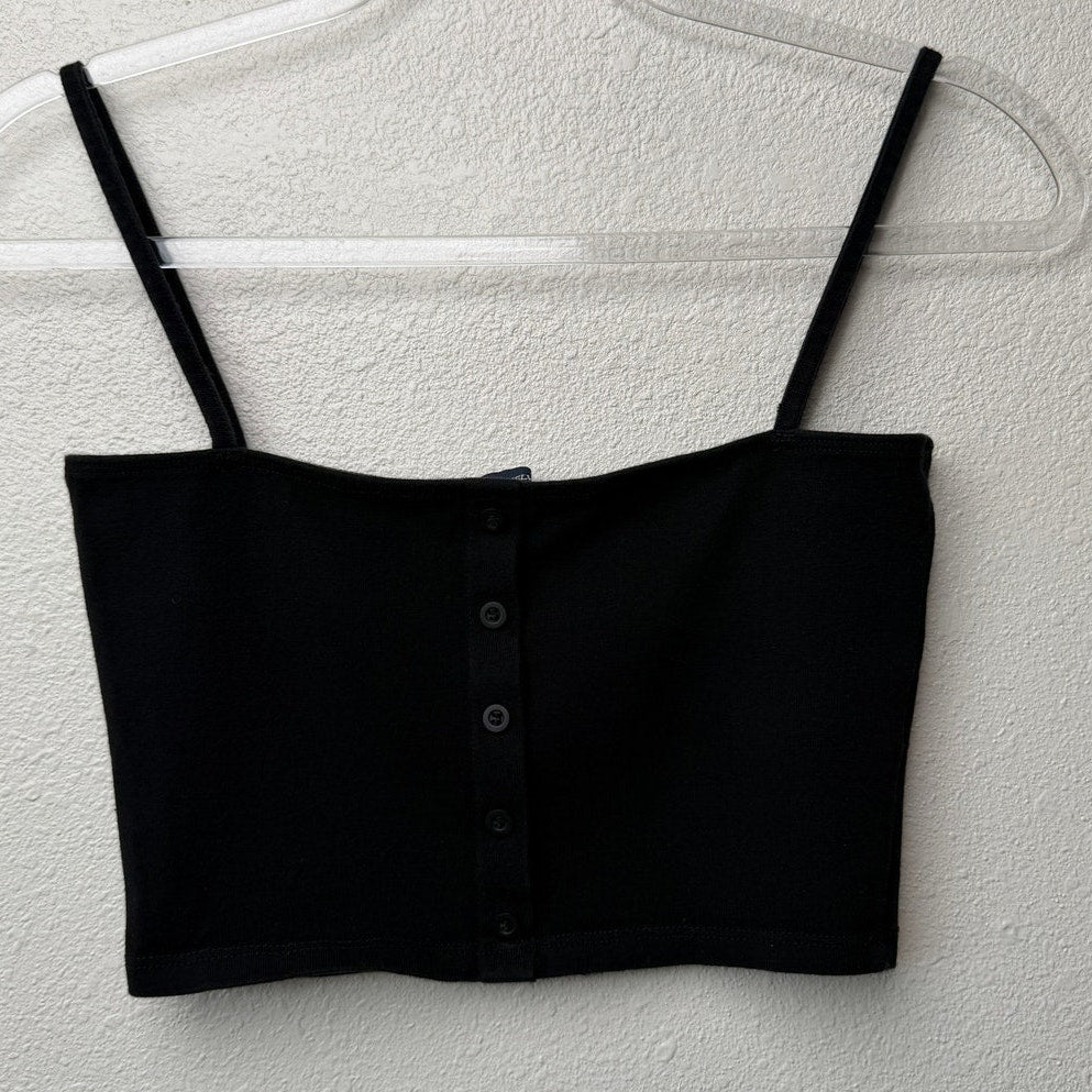 Brandy Melville Black Button Crop Tank Womens XS