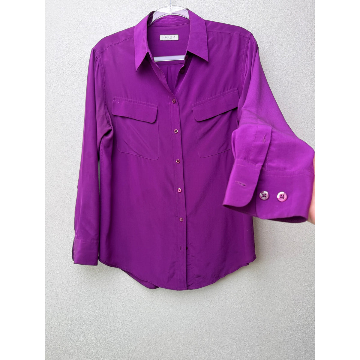 Equipment Purple Silk Button Front Shirt Women S