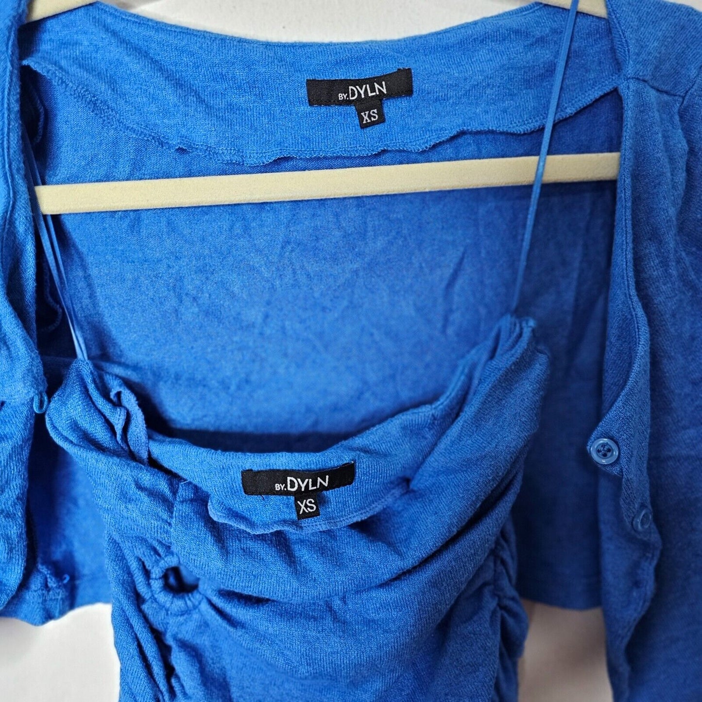 by.DYLN Cobalt Blue Tube Top O-Ring Hole Cutouts with Shrug Cardigan XS