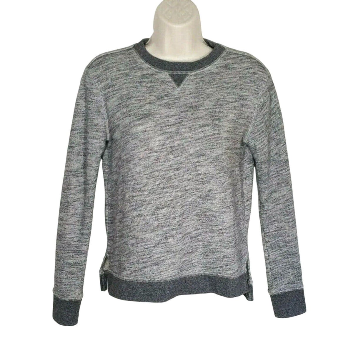 Rag & Bone Heather Gray Georgia Boxy Jumper Sweatshirt Dark Gray Trim S