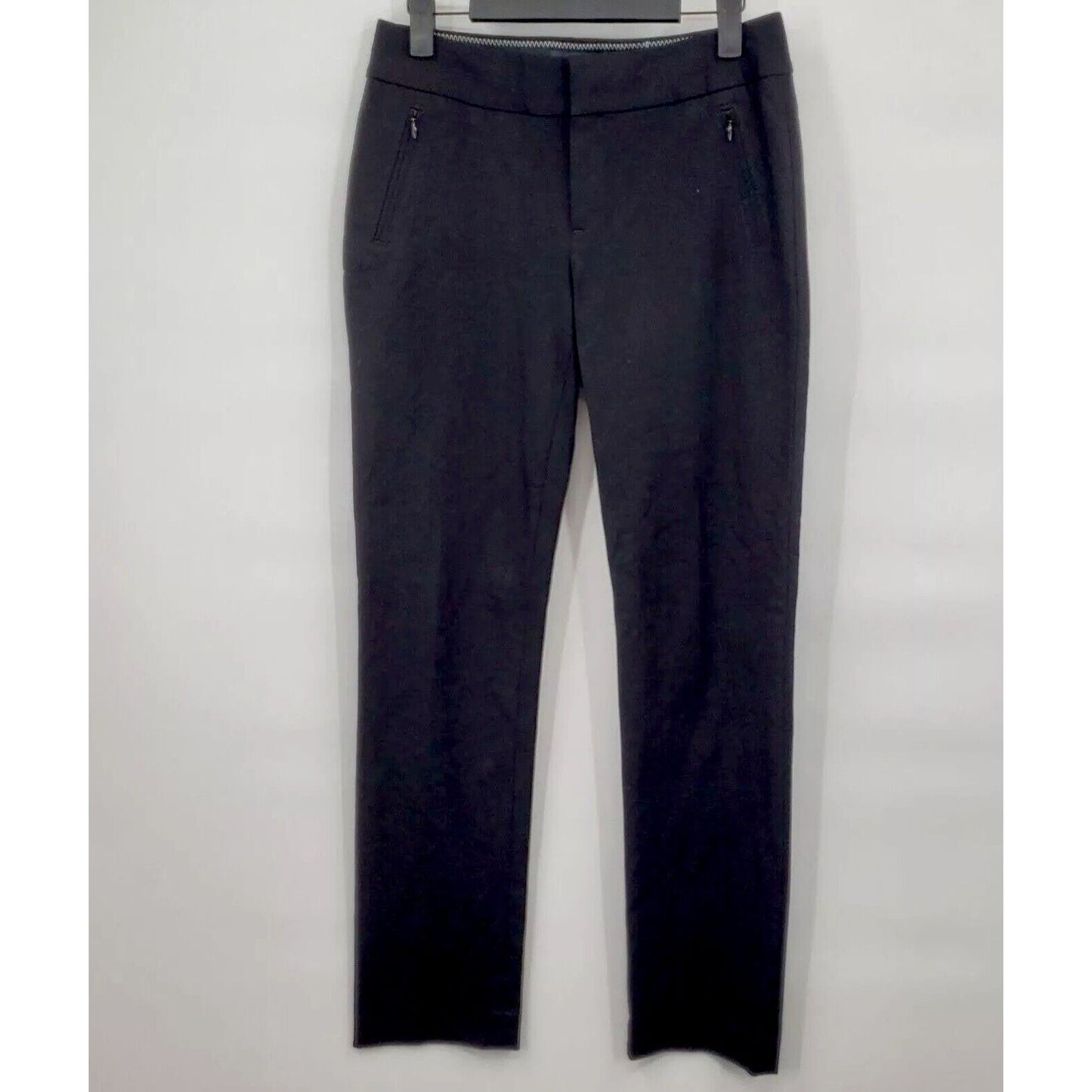 Banana Republic Black Martin Fit Stretch Chino Trouser Long Pants Zip Pocket 8