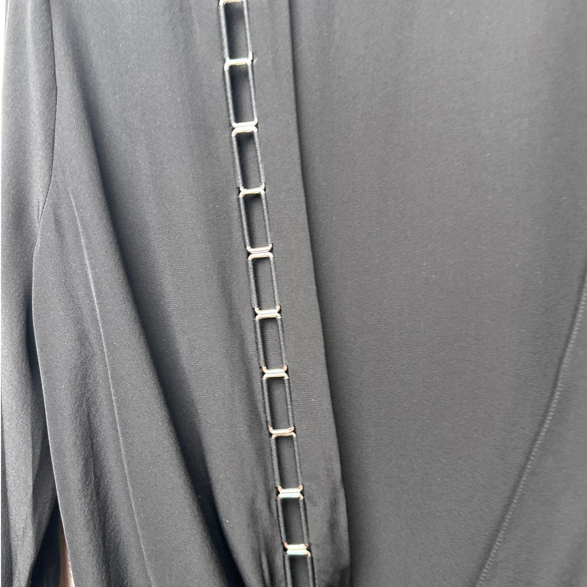 Mugler Black Silk Faux Wrap Chain Detail Blouse Women’s US 12