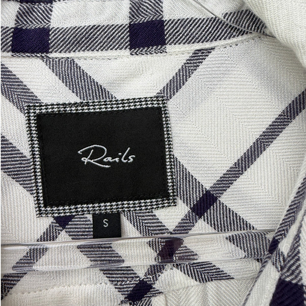 Rails White Navy Plaid Button Down Shirt Long Sleeve Women S