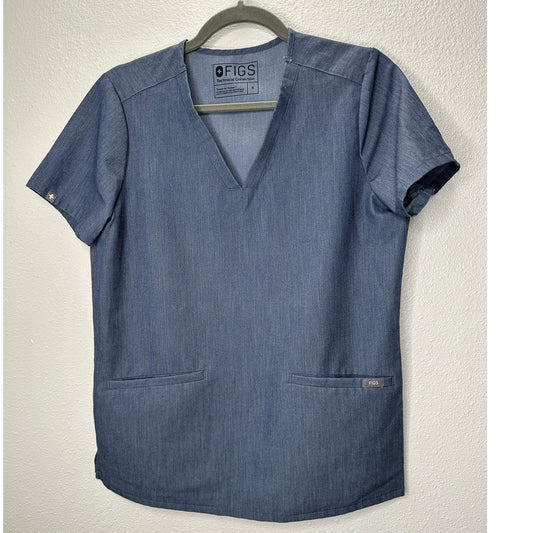 Blue Denim Casma 3 Pocket Classic Fit V-Neck Scrub Top S