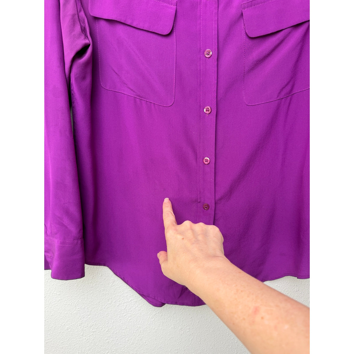 Equipment Purple Silk Button Front Shirt Women S