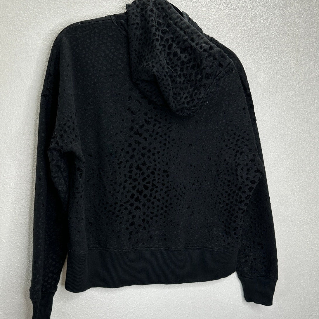 Black Tape Black Hooded Long Sleeve Cheetah Print Embossed Design Hoodie S