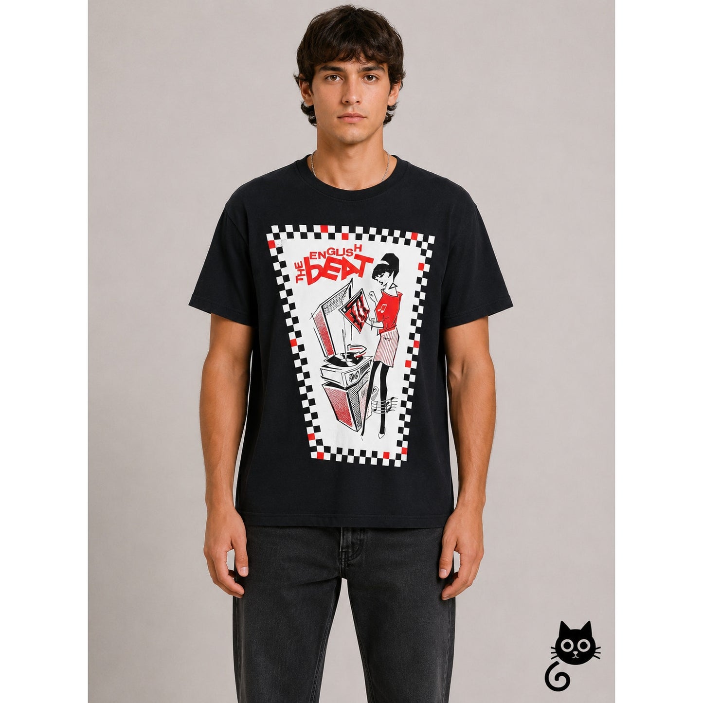 The English Beat Black Short Sleeve Black White Red Graphic Tee XL