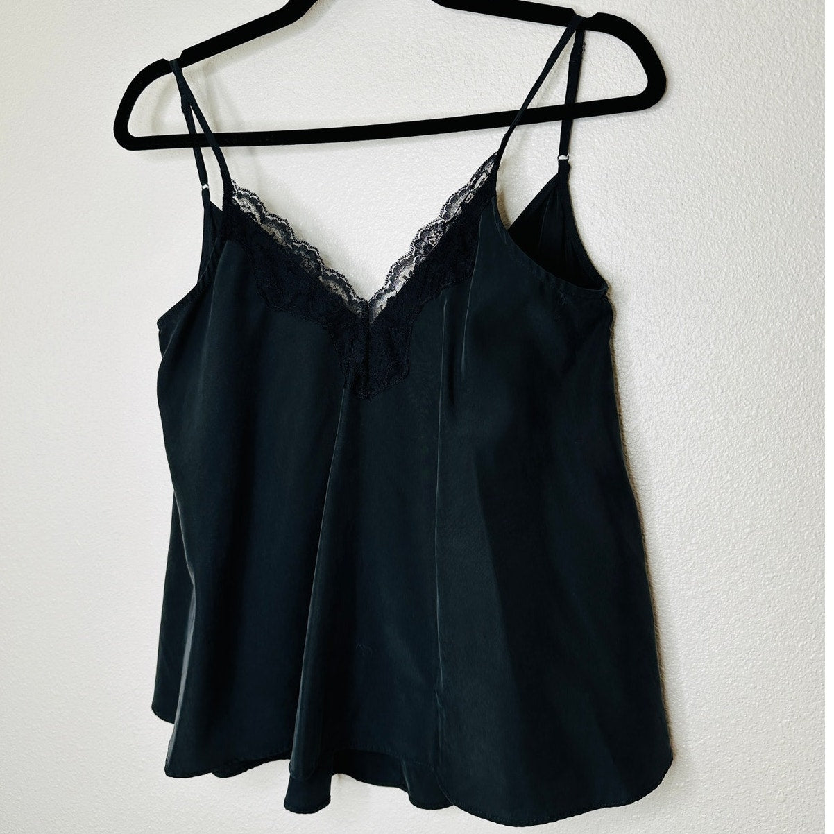 NWT Zara TRF Collection Black Lace Trim Flowy Cami Top XS