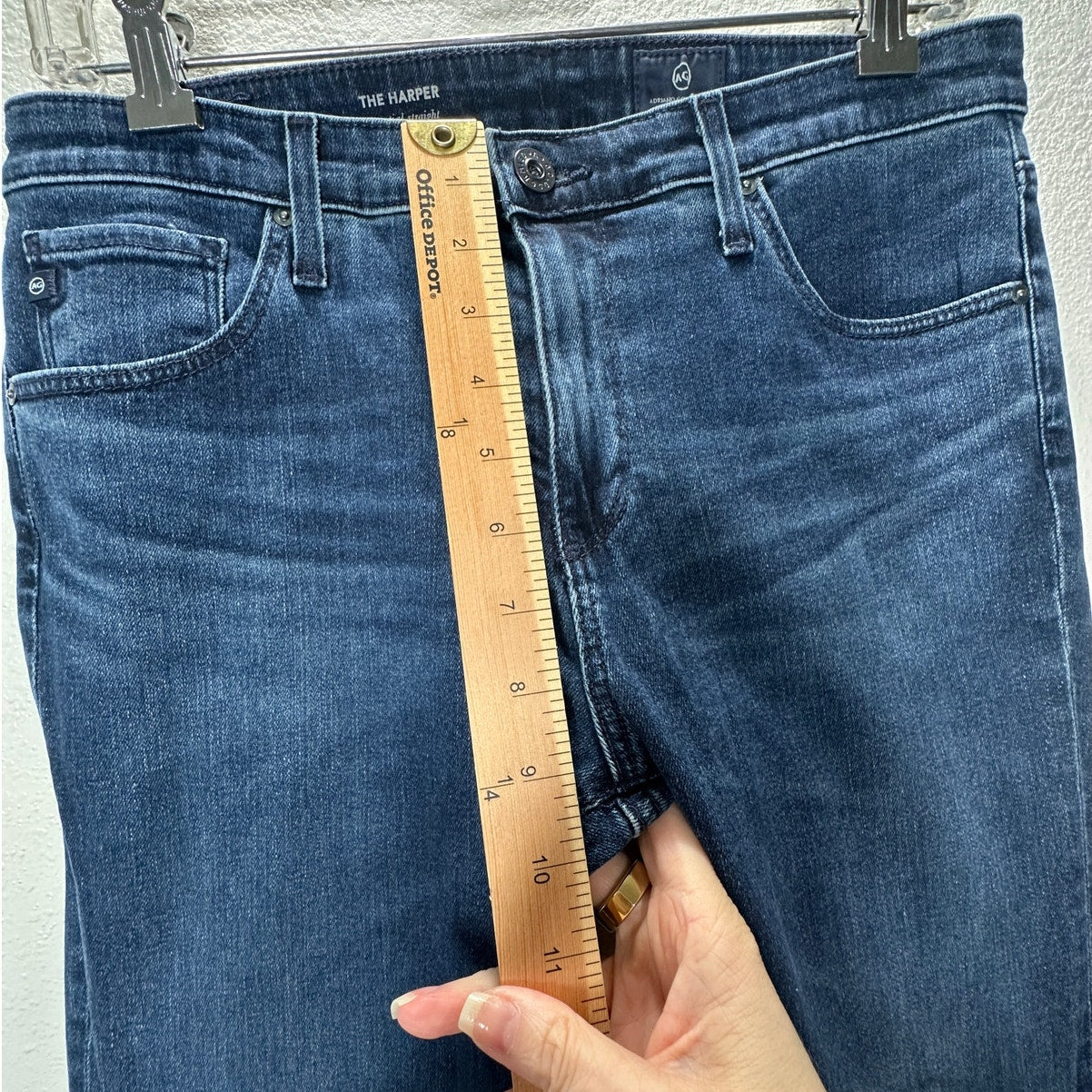 AG Dark Wash The Harper Essential Straight Raw Hem Jeans 29