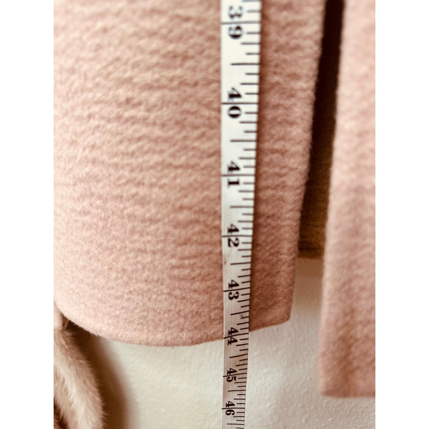 Fendi Muted Pink Button Camel Wool Pleated Sides Dangling Tassel Fringe 42