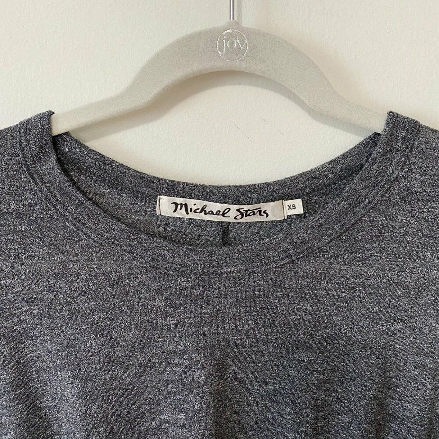 Michael Stars Short Sleeve Gray Knotted Front Round Neck T-shirt Oversized XS