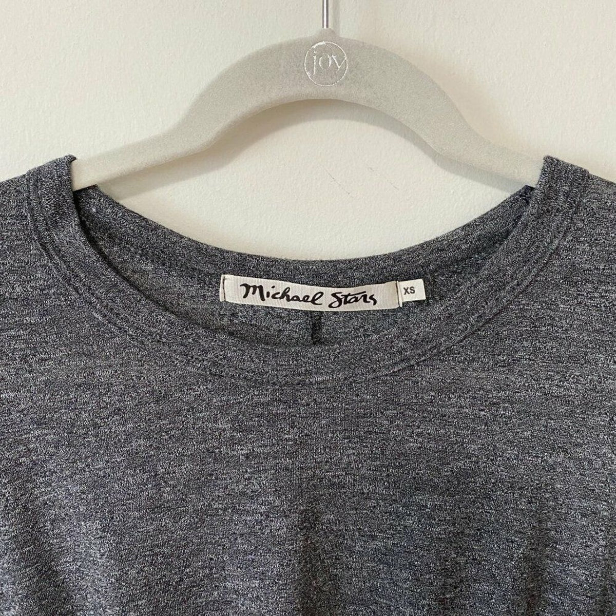Michael Stars Short Sleeve Gray Knotted Front Round Neck T-shirt Oversized XS