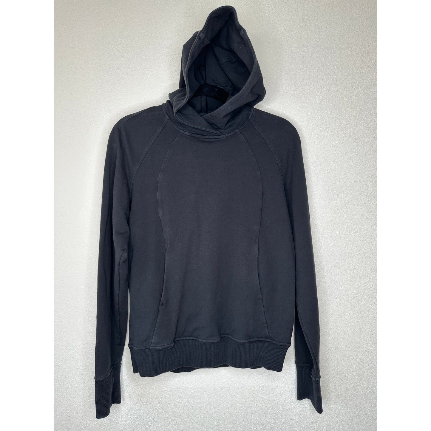 Lululemon Washed Black Long Sleeve Pullover Front Pocket Hoodie Sweater 4