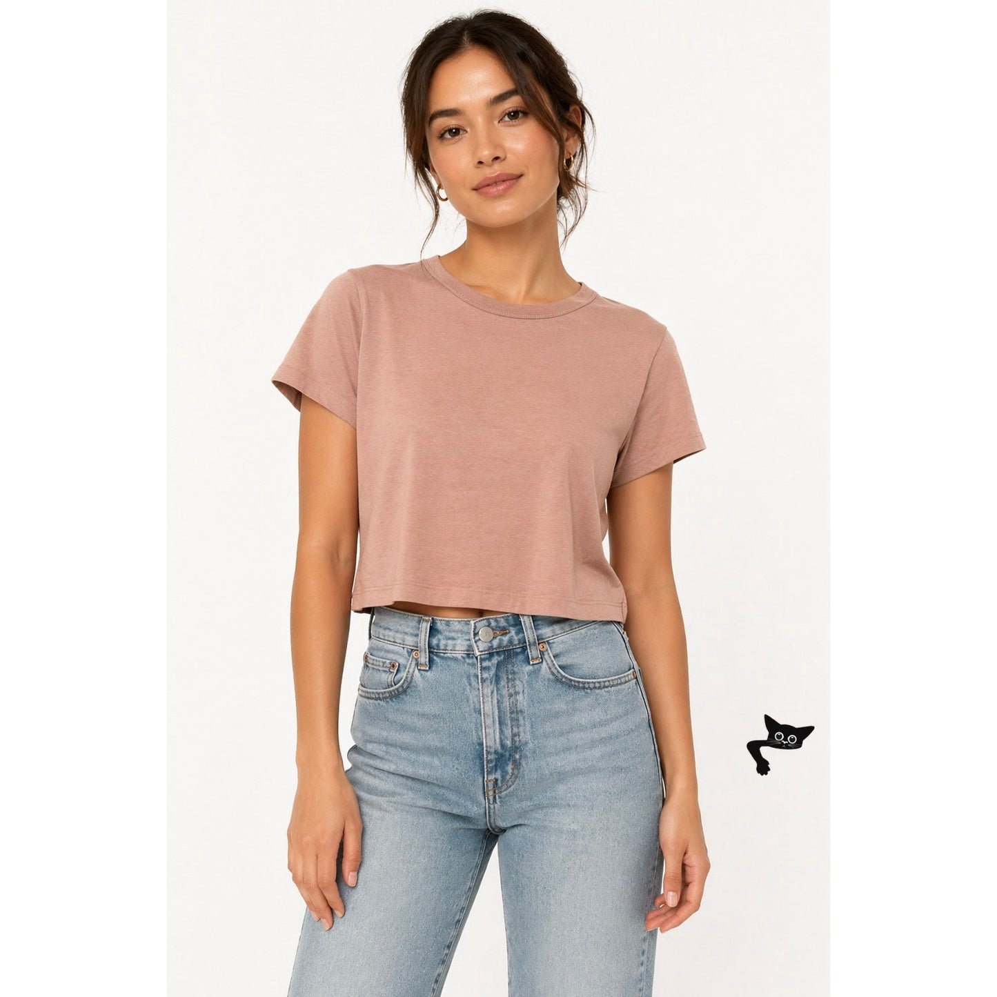 Lululemon Tan Cropped Tee Women 2 Cotton Blend