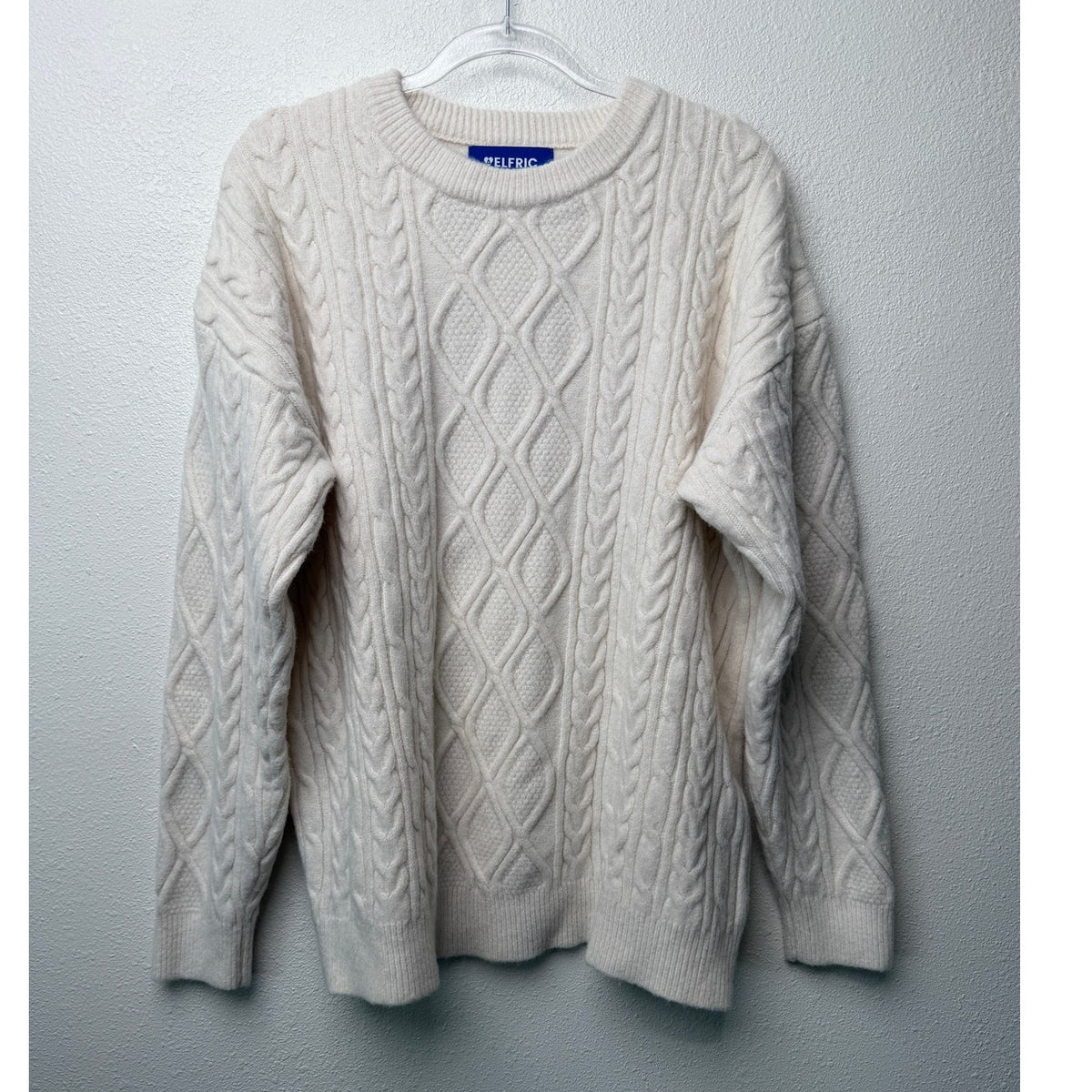 Aelfric Eden Cream Cable Knit Crewneck Sweater L