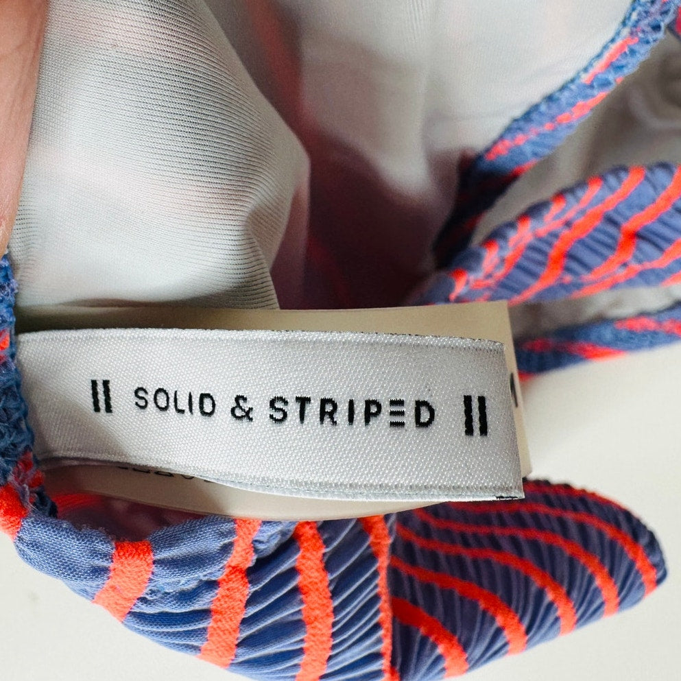 Solid & Striped Lilac & Orange Striped Front Tie Bikini 2 Piece Bathing Suit M