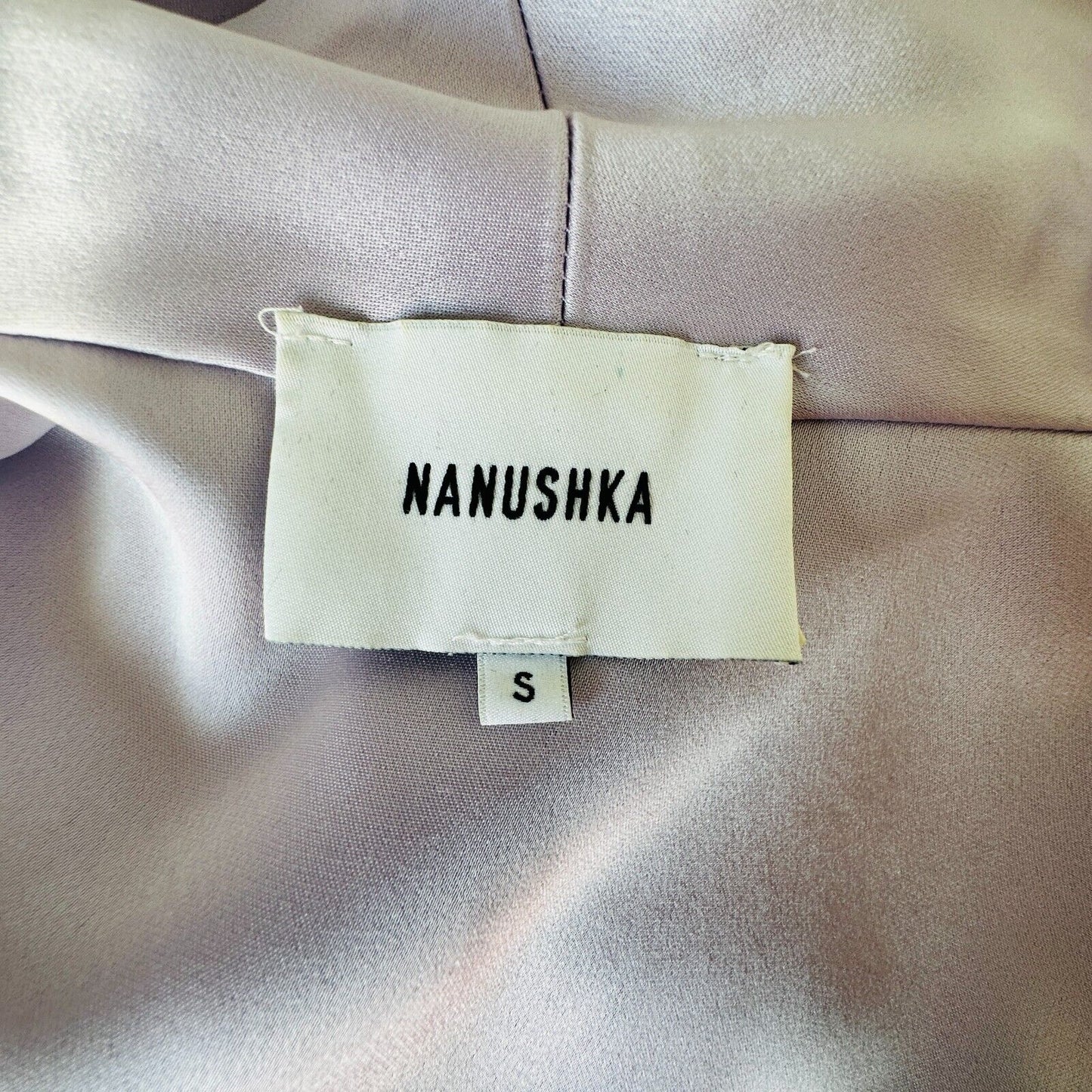Nanushka Lilac Siwa Tech Satin Wrap Dress Asymmetrica V-Neck Concealed Snap S