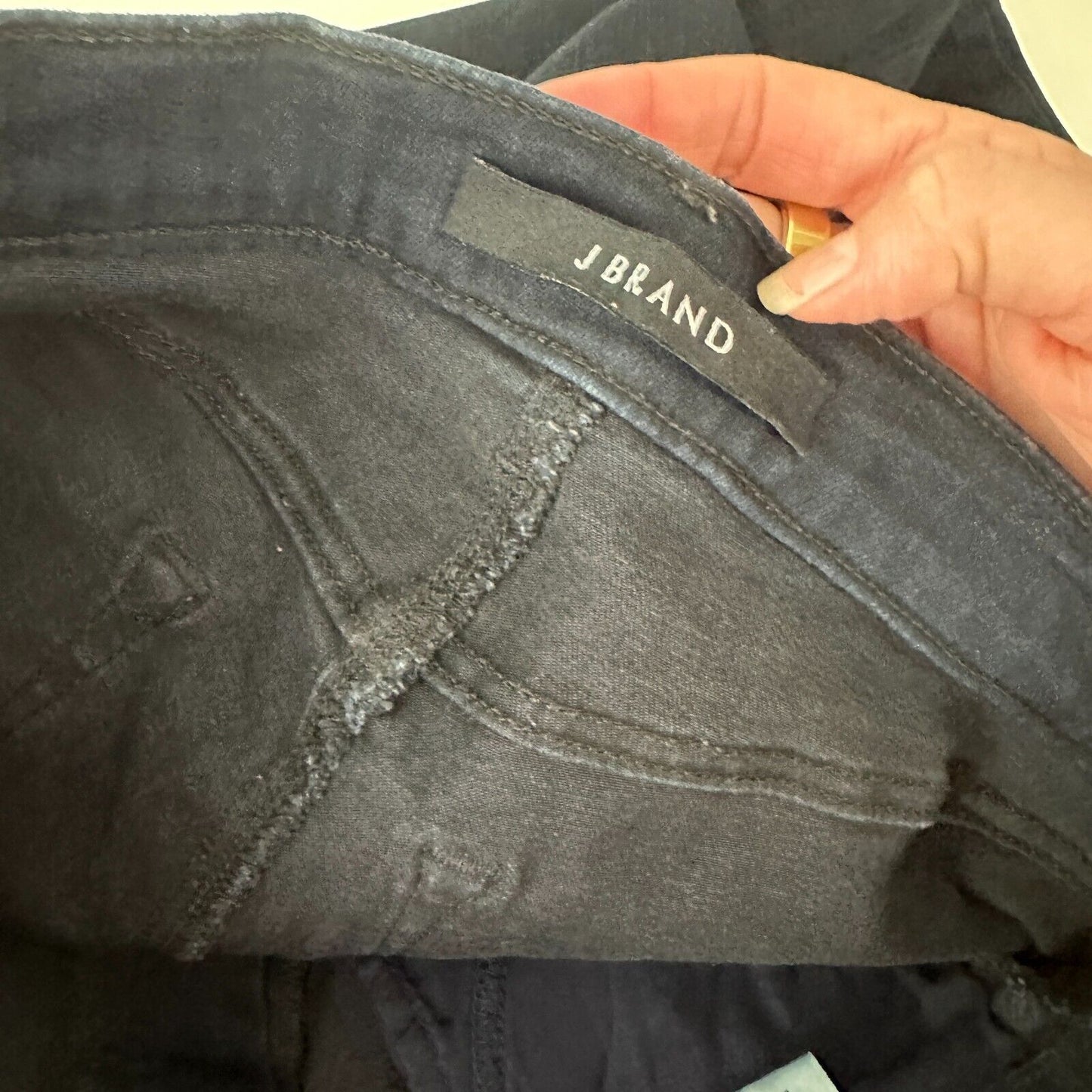 J Brand Crop Raw Hem Mid Rise Super Skinny Dark Blue Mercy Distressed Jeans 27