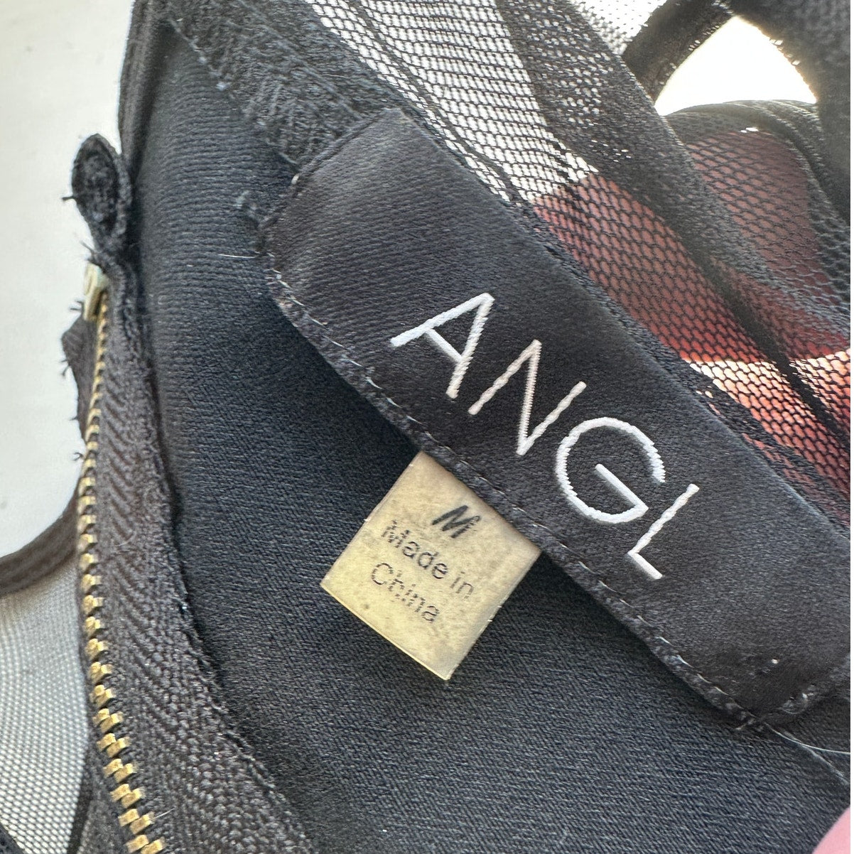 ANGL Black Stretch Faux Leather Mesh Cutouts High Neck Sleeveless Dress M