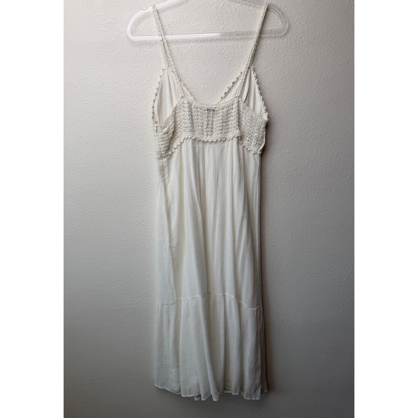Lush Ivory Crochet Bodice Spaghetti Strap Midi Sundress Size S