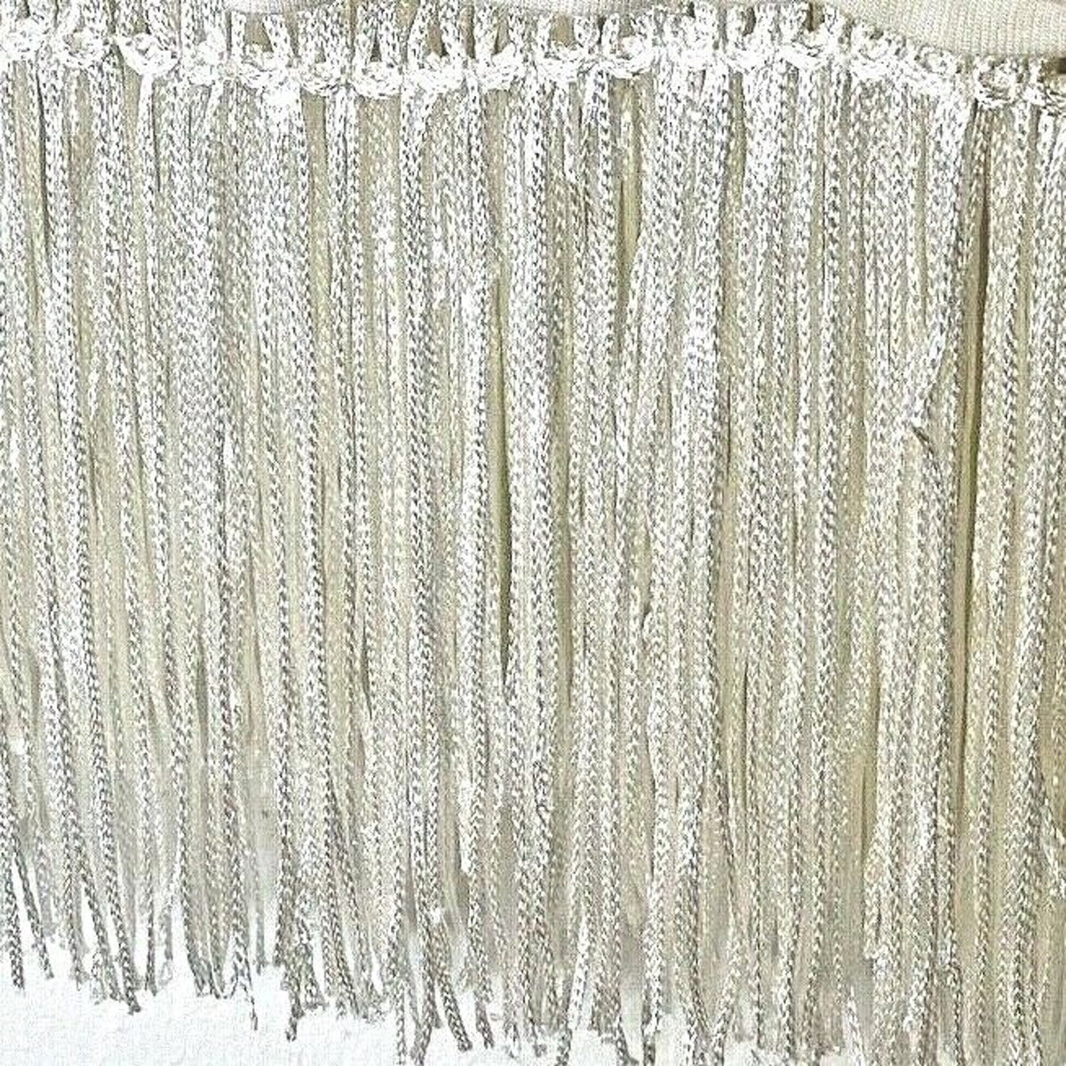Heart & Hips Sleeveless Soft Cream Scoop Neck Braided Fringe Crop Top Tank S