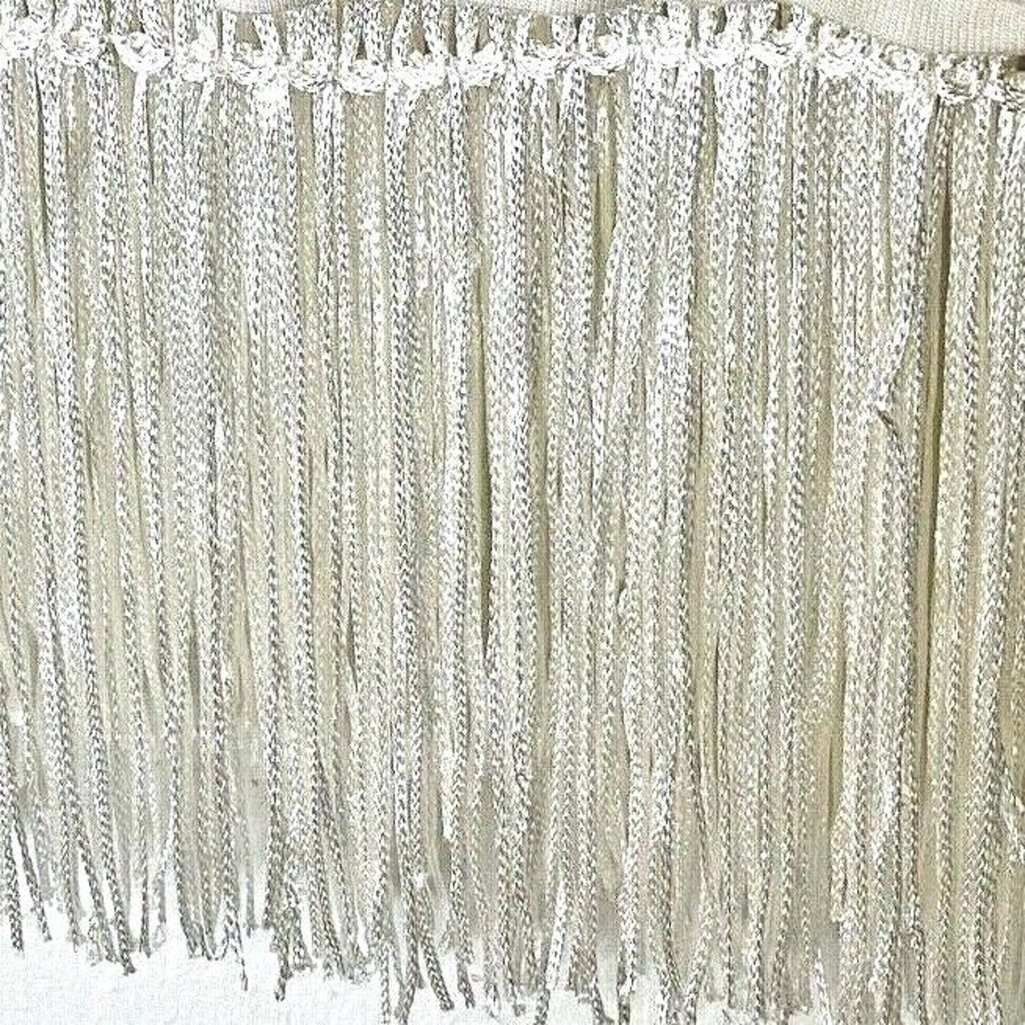 Heart & Hips Sleeveless Soft Cream Scoop Neck Braided Fringe Crop Top Tank S