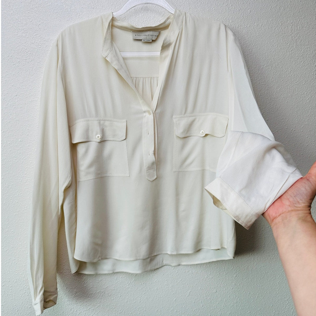 Stella McCartney Off-White Mandarin Collar Blouse Women's US 10 (EU 42)