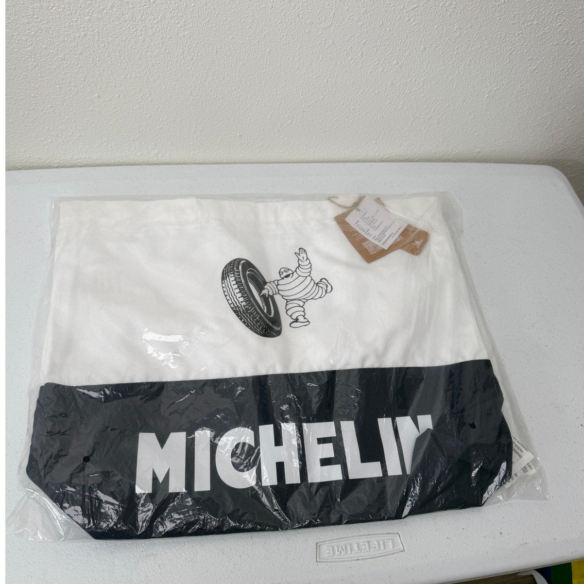 NWT Michelin Logo Tote Bag White Navy Black Unisex
