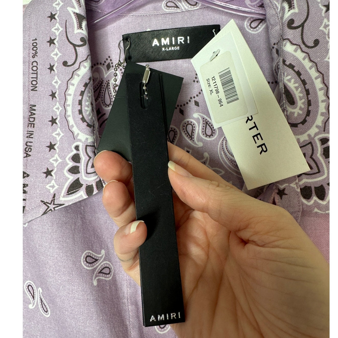 NWT Amiri Lavender Bandana Flannel Button Shirt XL