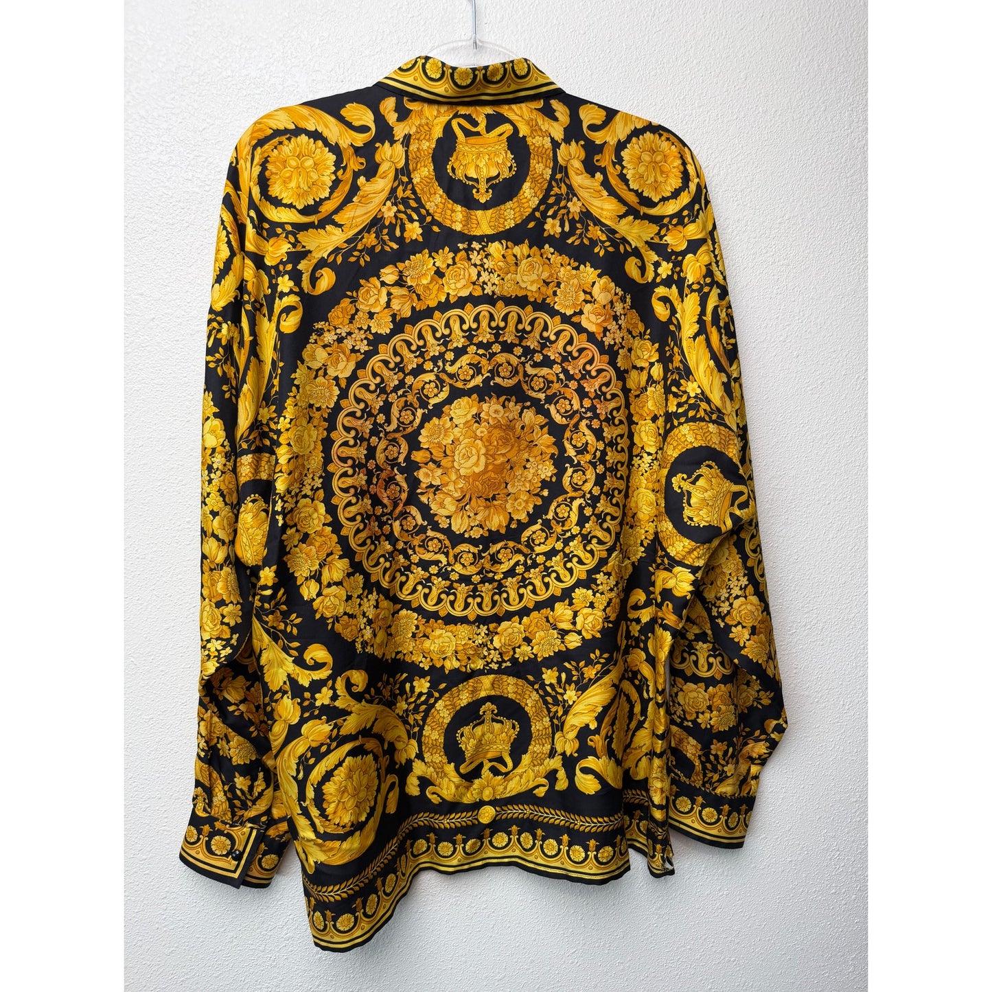 Gianni Versace Men's XL Black Gold Baroque Silk Shirt
