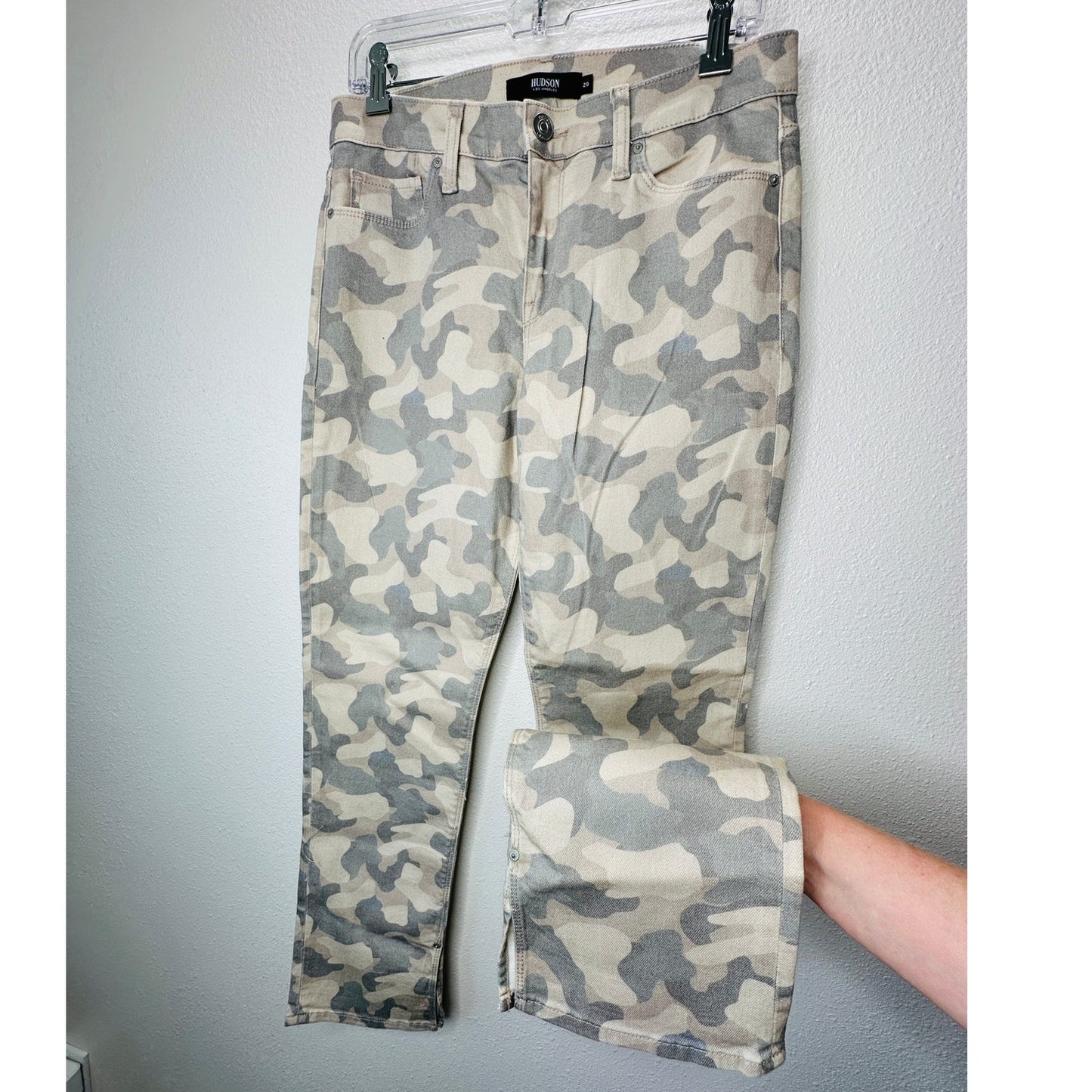 Hudson Nico Peyote Camo Mid-Rise Split Ankle Front Zip Jeans 29