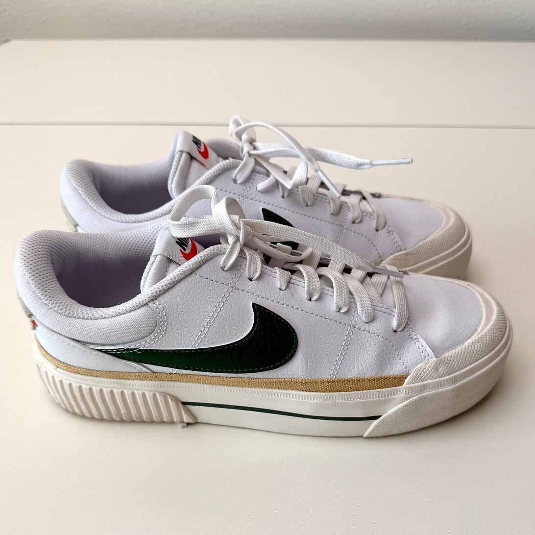 Nike Court Legacy Lift White Green Platform Sneakers Women's Size 8