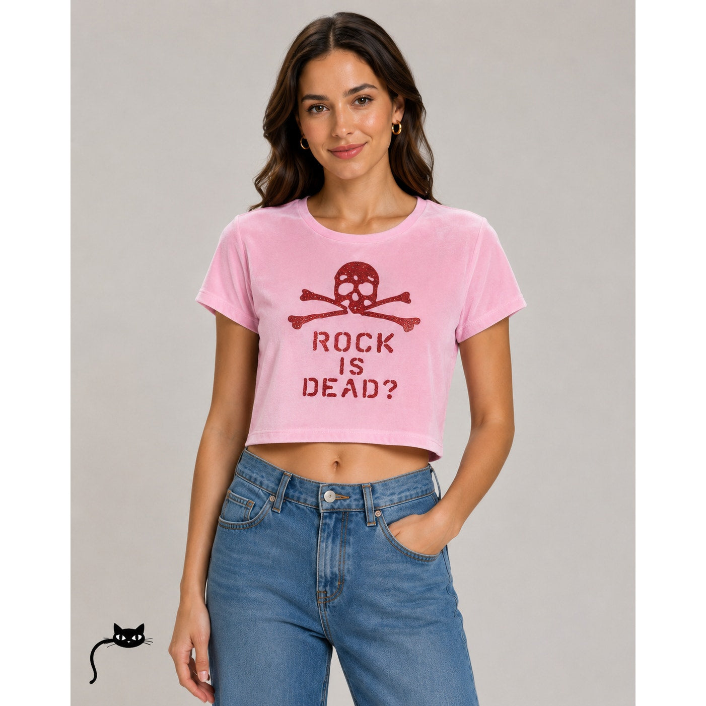 Dolce & Gabbana Pink & Red Rhinestone Skull Graphic Rock Is Dead Crop 28 / 42