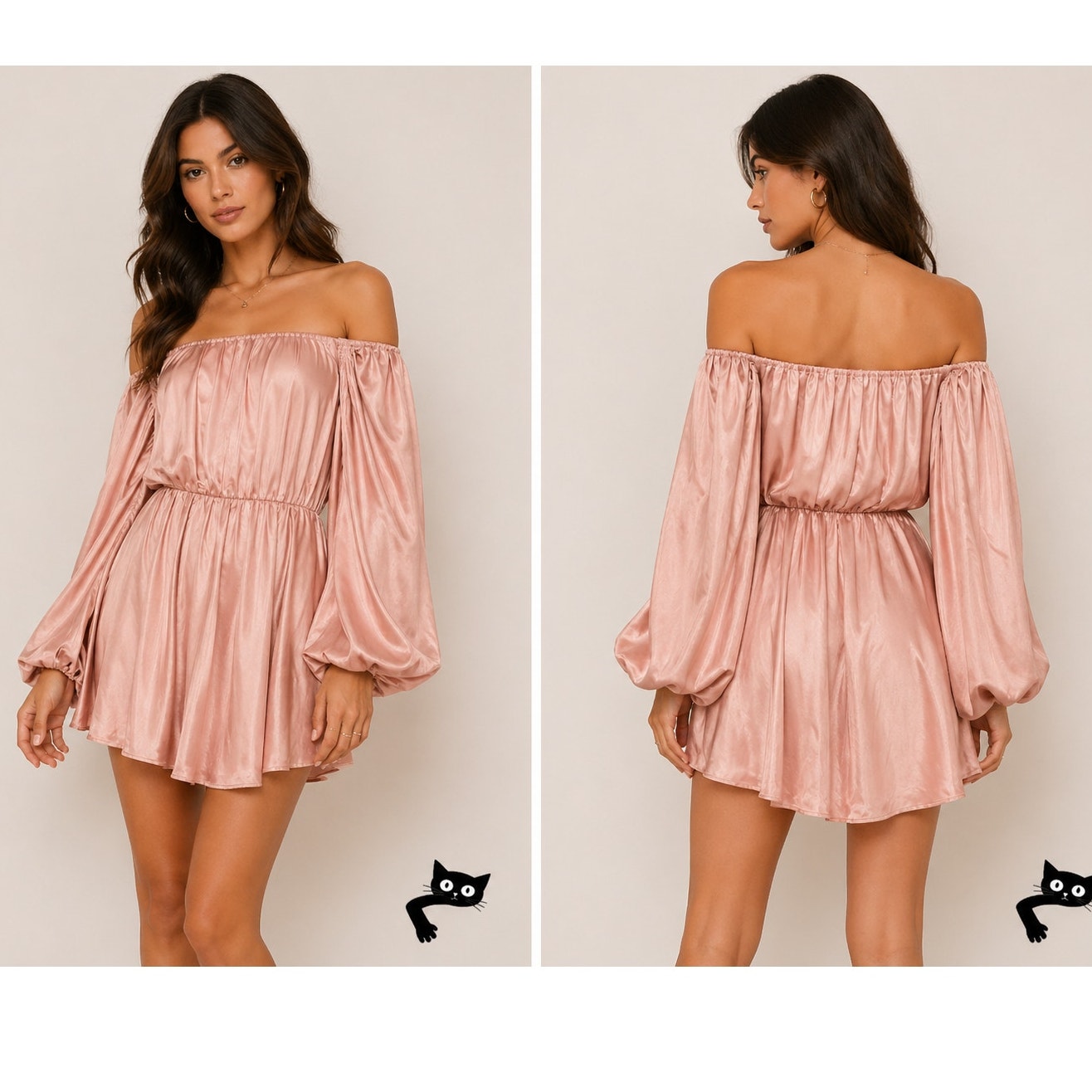 Revolve Lovers + Friends Pink Windblown Off Shoulder Balloon Sleeve Mini Med