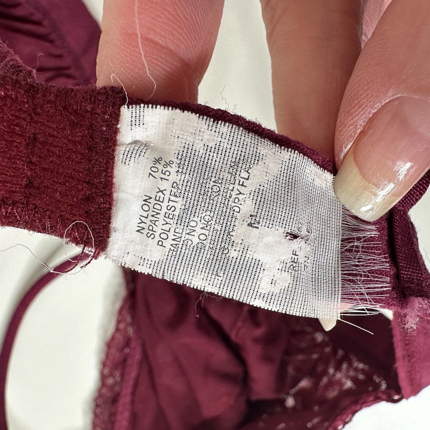 Burgundy With Gold Shimmer Triangle Bralette Adjustable Spaghetti Straps Medium