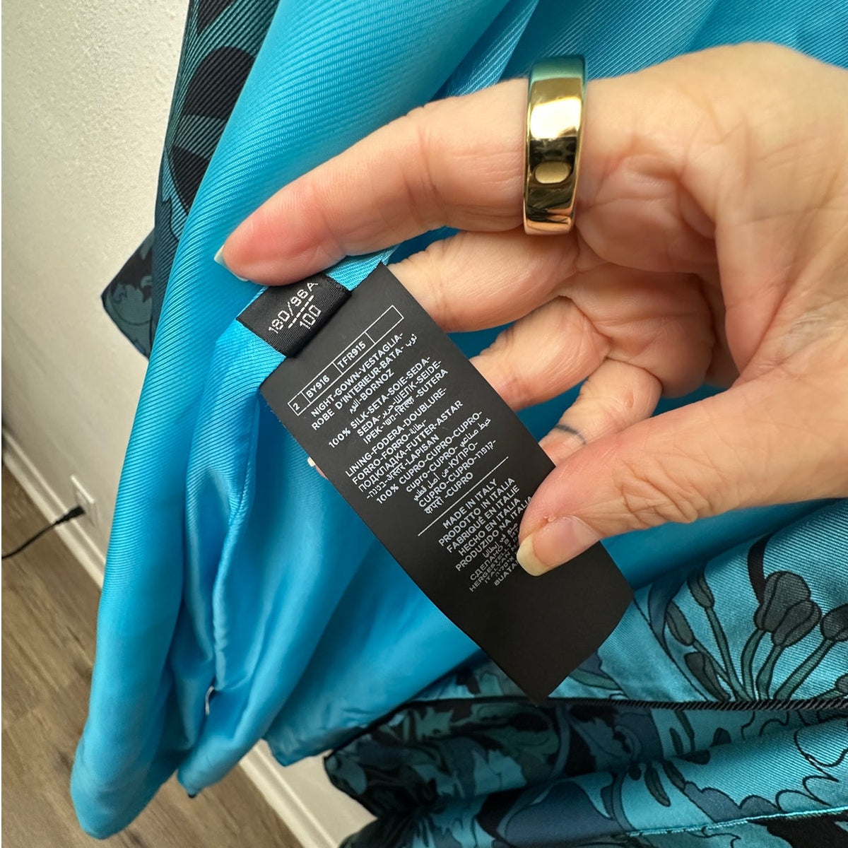 Tom Ford Floral Silk Twill Robe Blue/Teal Men’s M Tassel Belt
