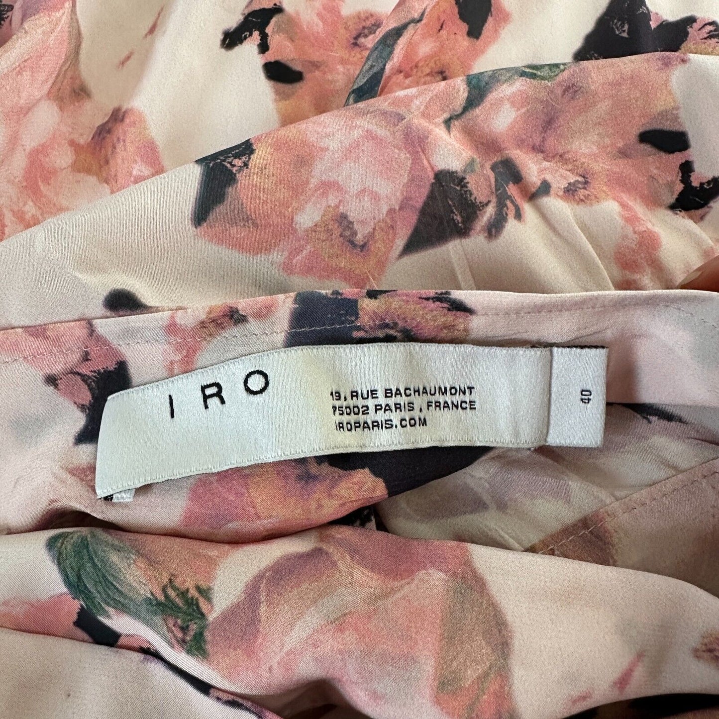 Iro Floral Light Pink Abstract Daring Wrap Flowy Layered Ruffled Mini Skirt 40