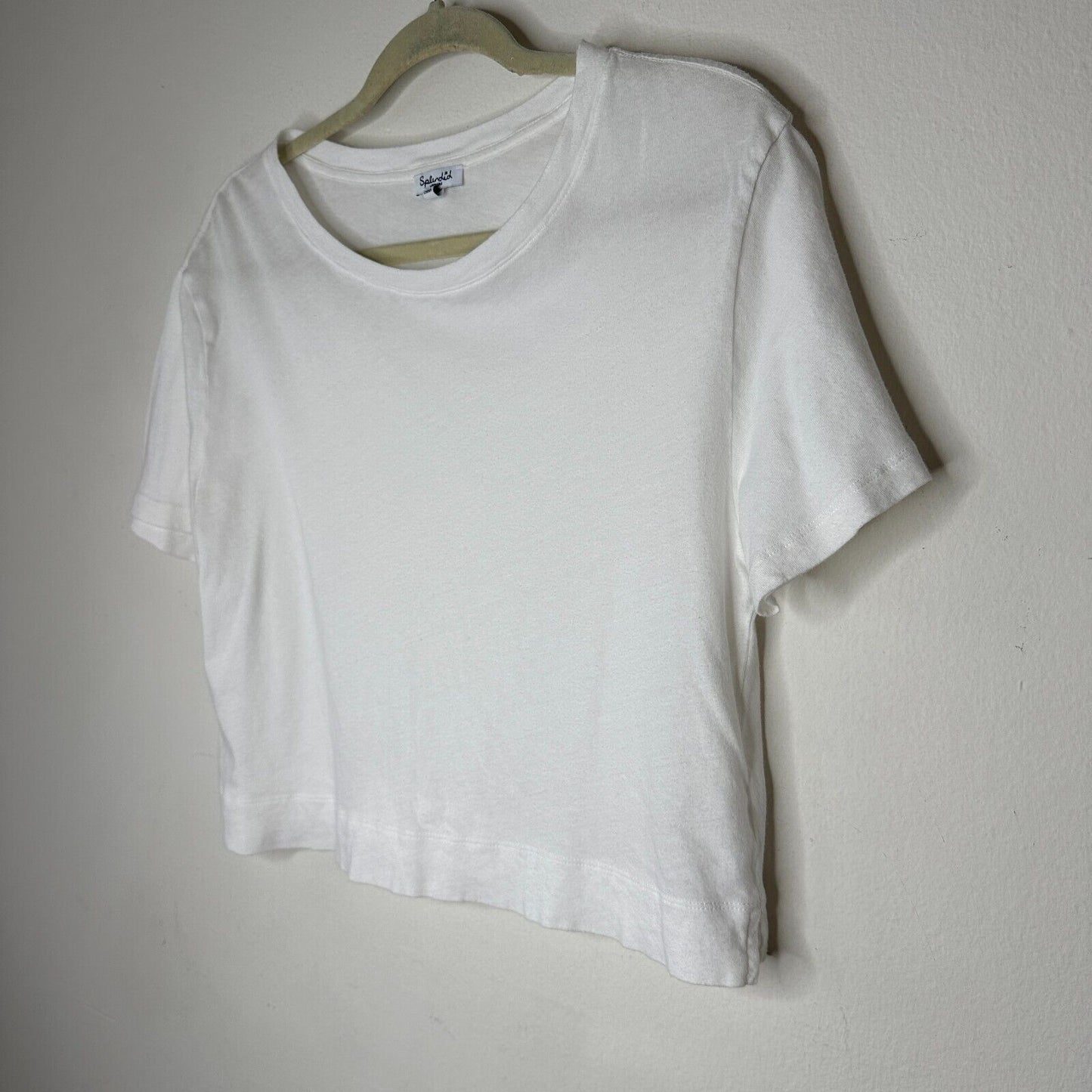Splendid White 100% Cotton Short Sleeve Round Neck Boxy Wide Hem Crop Tee Medium