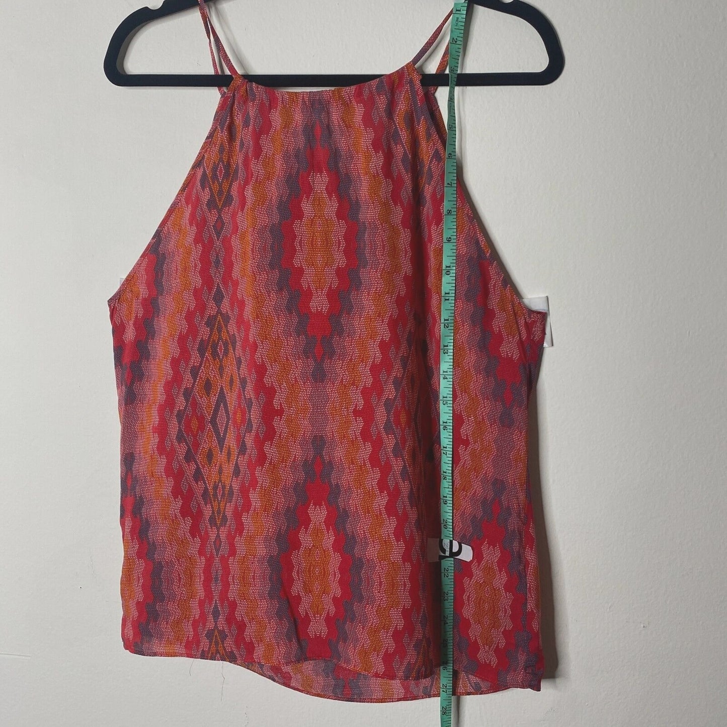 Allison Joy Alina Halter Firebrick Red Orange & Gray Aztec Sleeveless Top XS