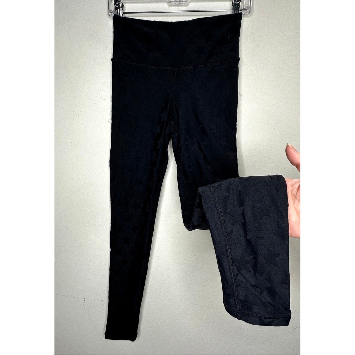 Mono B Black Polka Dot Textured Stars Legging Yoga Pants Small