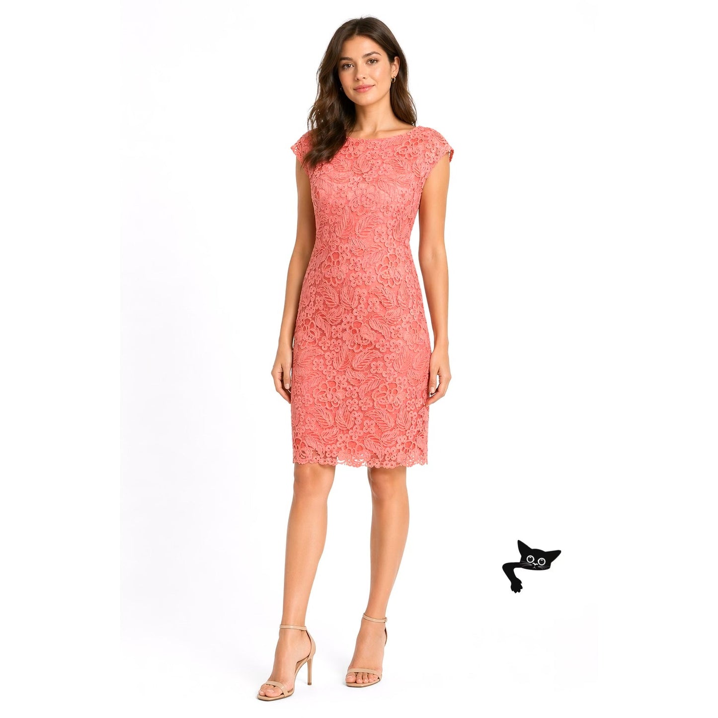 Sue Wong Nocturne Peach Embroidered Dress Women 16